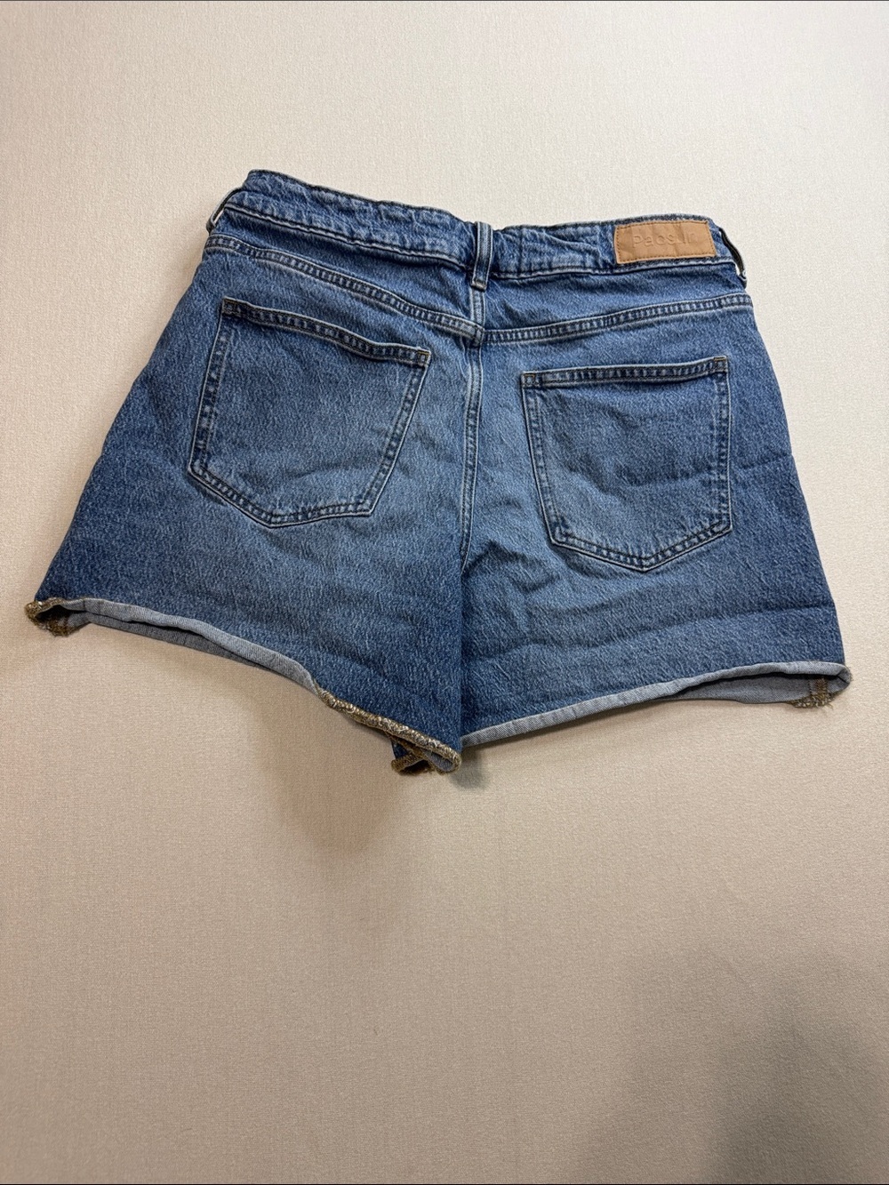 PacSun Dark Blue High-Waist Rolled Hem Denim Shorts